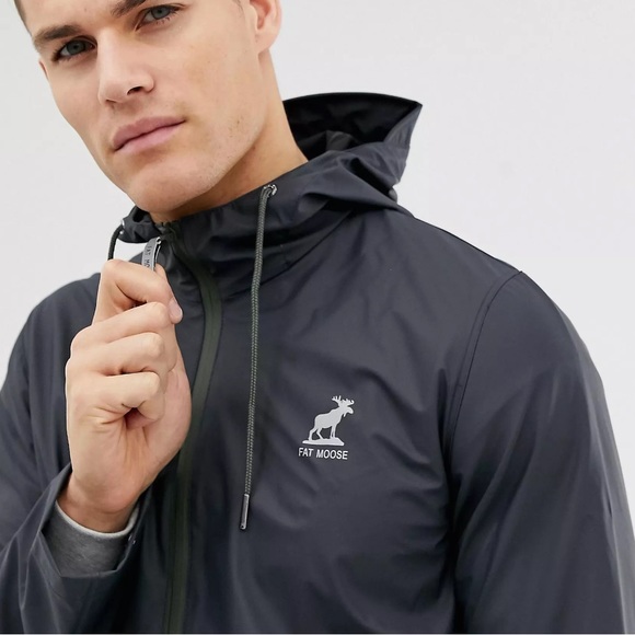 Fat Moose Hooded Rain Jacket Black /Green size Small - Picture 3 of 16